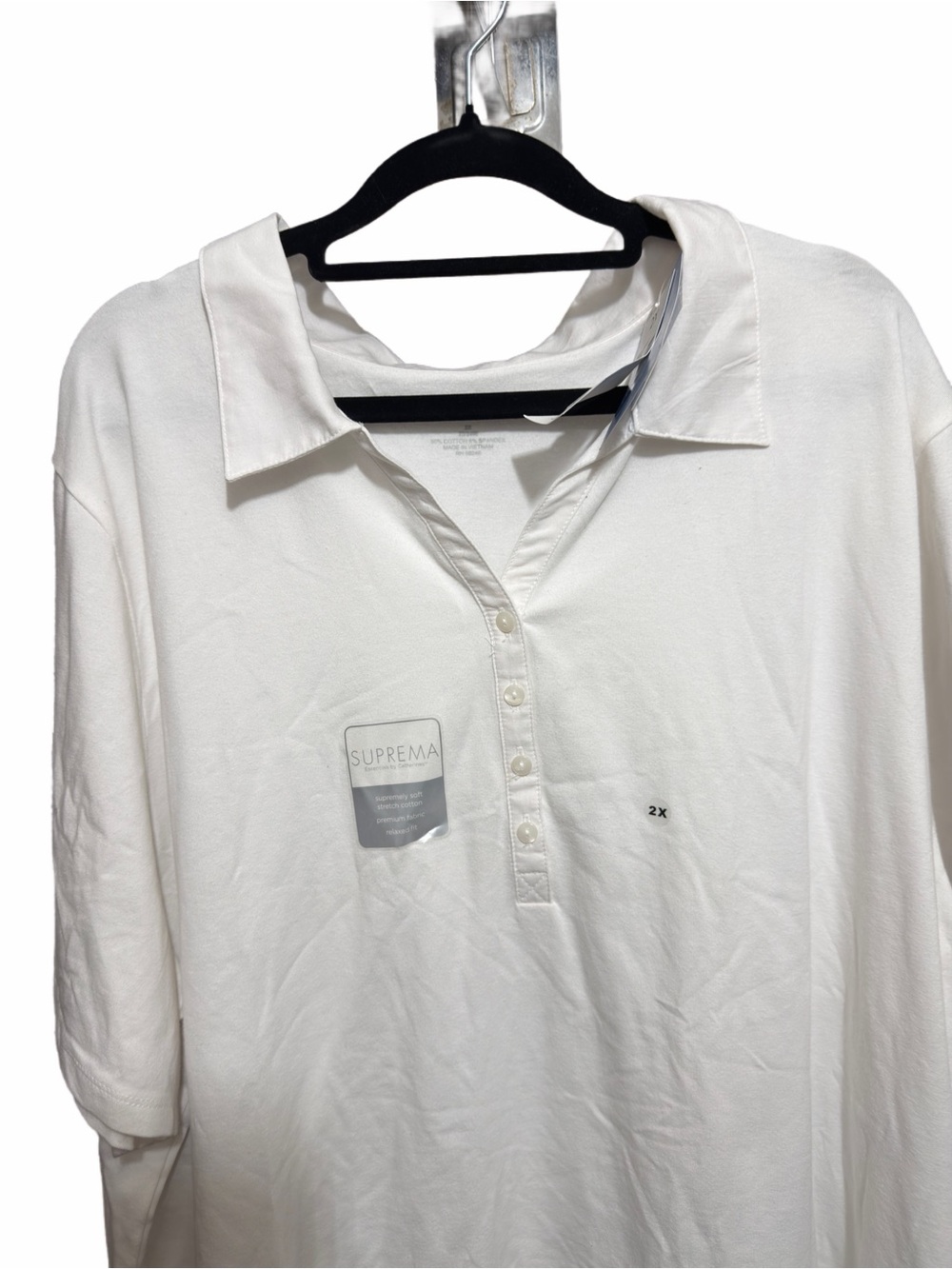 White Suprema Size 2X Short-sleeve Collared Polo Shirt